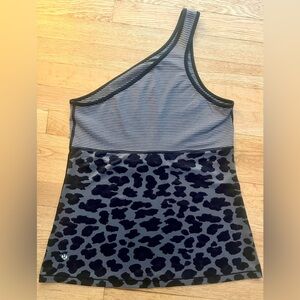 One-Shoulder Women’s Tank Top in Black and Gray